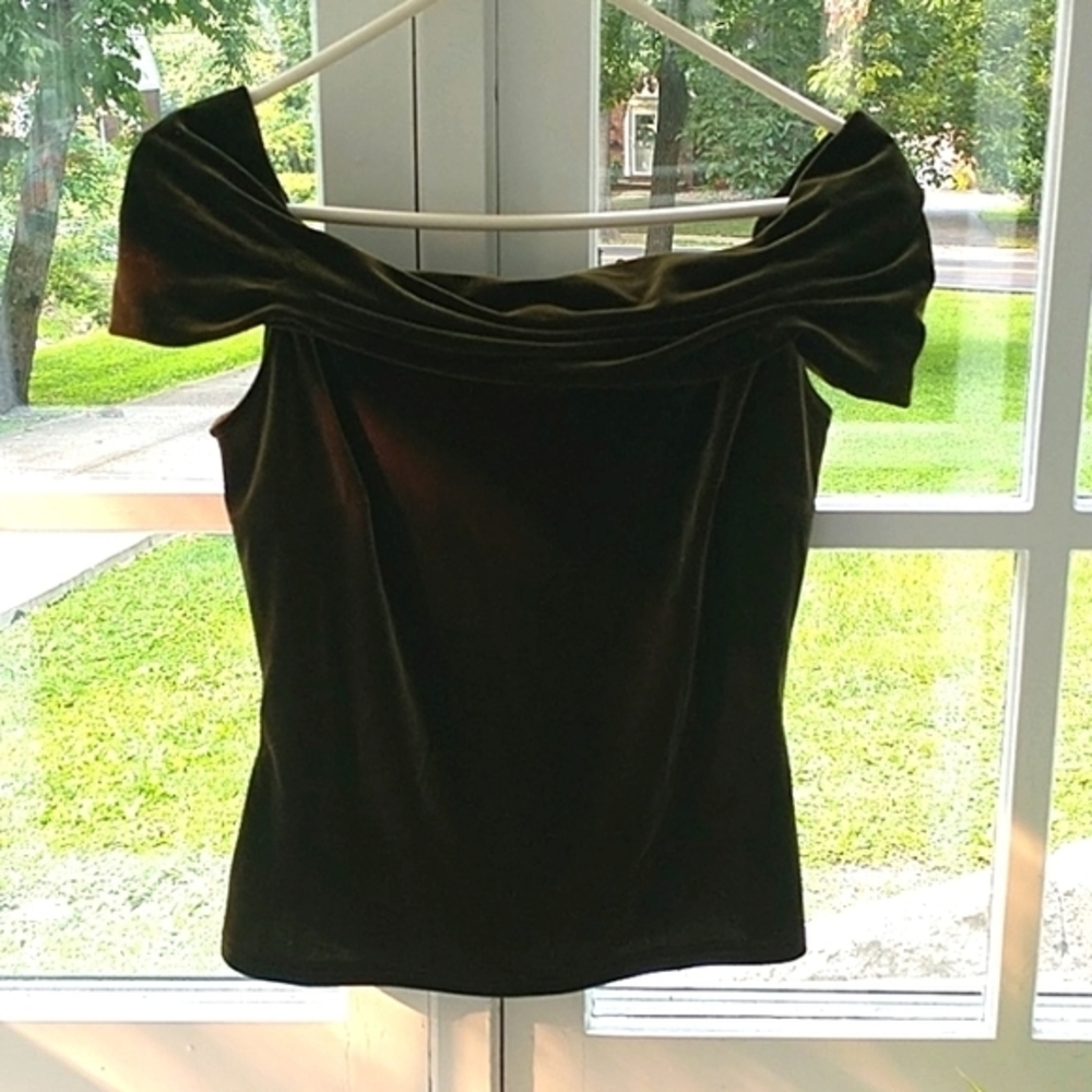 Chetta B Sherrie Bloom Peter Noviella Size Small Velvet short sleeve shirt top